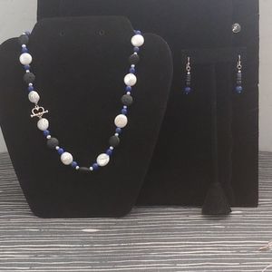 Pearl statement necklace and earrings